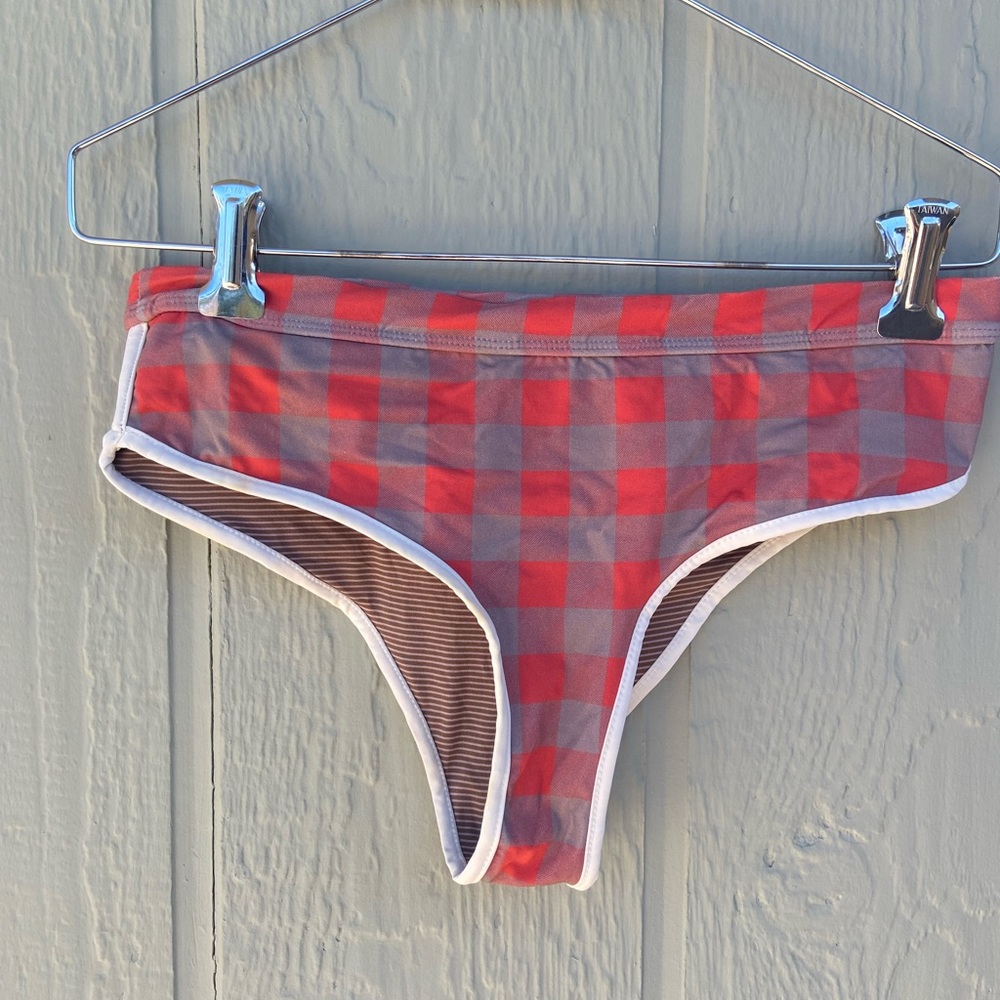 Acacia swimwear checkered gingham red & grey two 2 piece set- bikini swimsuit - Picture 14 of 14